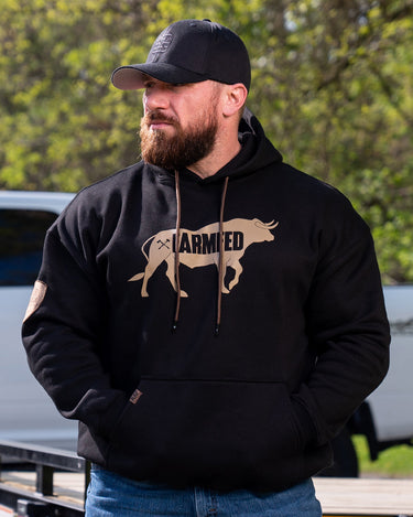 Khaki On Black Farm Fed Patch Hoodie